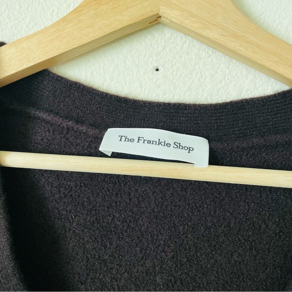 The Frankie Shop XS/SMALL Emi 100% wool long Vneck cardigan in Dark Plum - Picture 5 of 9